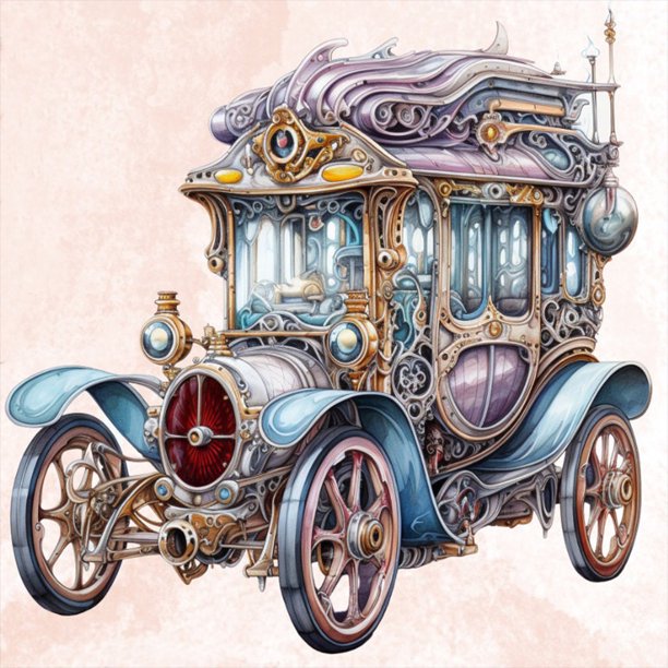 Pintura de diamante 5D DIY, taladro redondo completo, Kit de coche Steampunk, decoración del hogar, 30x30cm