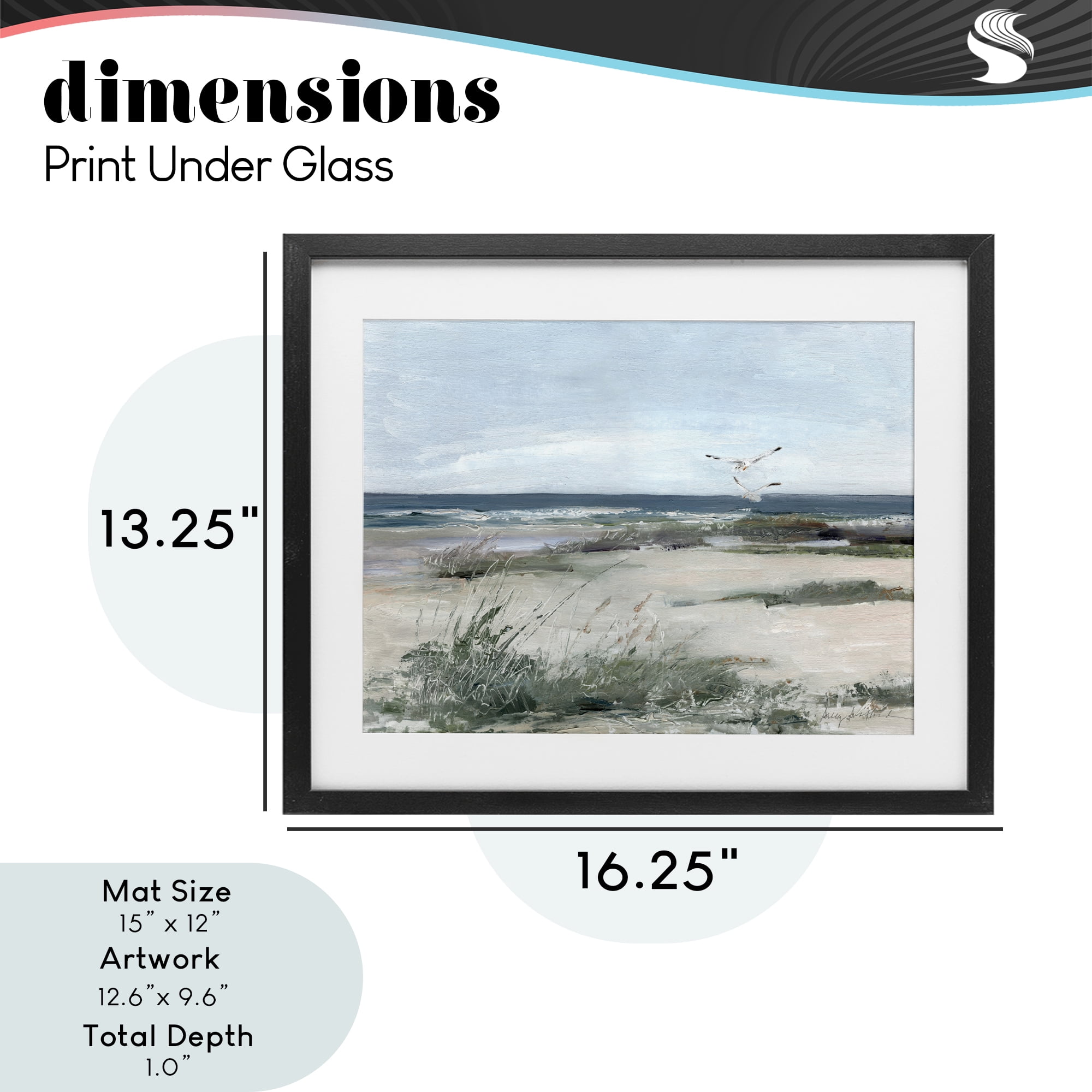 Stupell Industries Seagull Pair over Waves Black Framed Print Under Glass, design by Sally Swatland