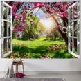 thumbnail image 2 of BCIIG  Spring Landscape Tapestry Natural Scenery Window View Aesthetic Wall Tapestries for Bedroom Living Room Decor Cherry Blossom Trees Picture Sunshine Nature Tapestry Wall Hangings  Painting, 2 of 7