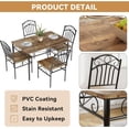 thumbnail image 3 of 5-Piece Dining Set for 4, Retro Industrial Table & 4 Chairs in Rustic Brown for Small Spaces & Breakfast Nooks, 3 of 6