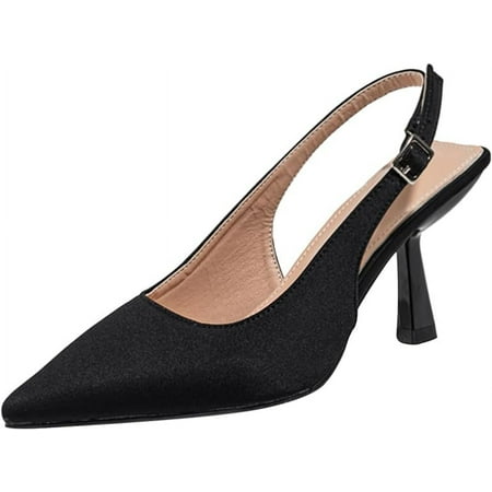 

Women s Slingback Kitten Heel Pointed Toe Dress Pumps Shoes