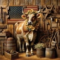 thumbnail image 3 of Ambesonne Rustic Duvet Cover Set, Grunge Old Glory Barn Cow, Twin, Amber and Caramel, 3 of 3
