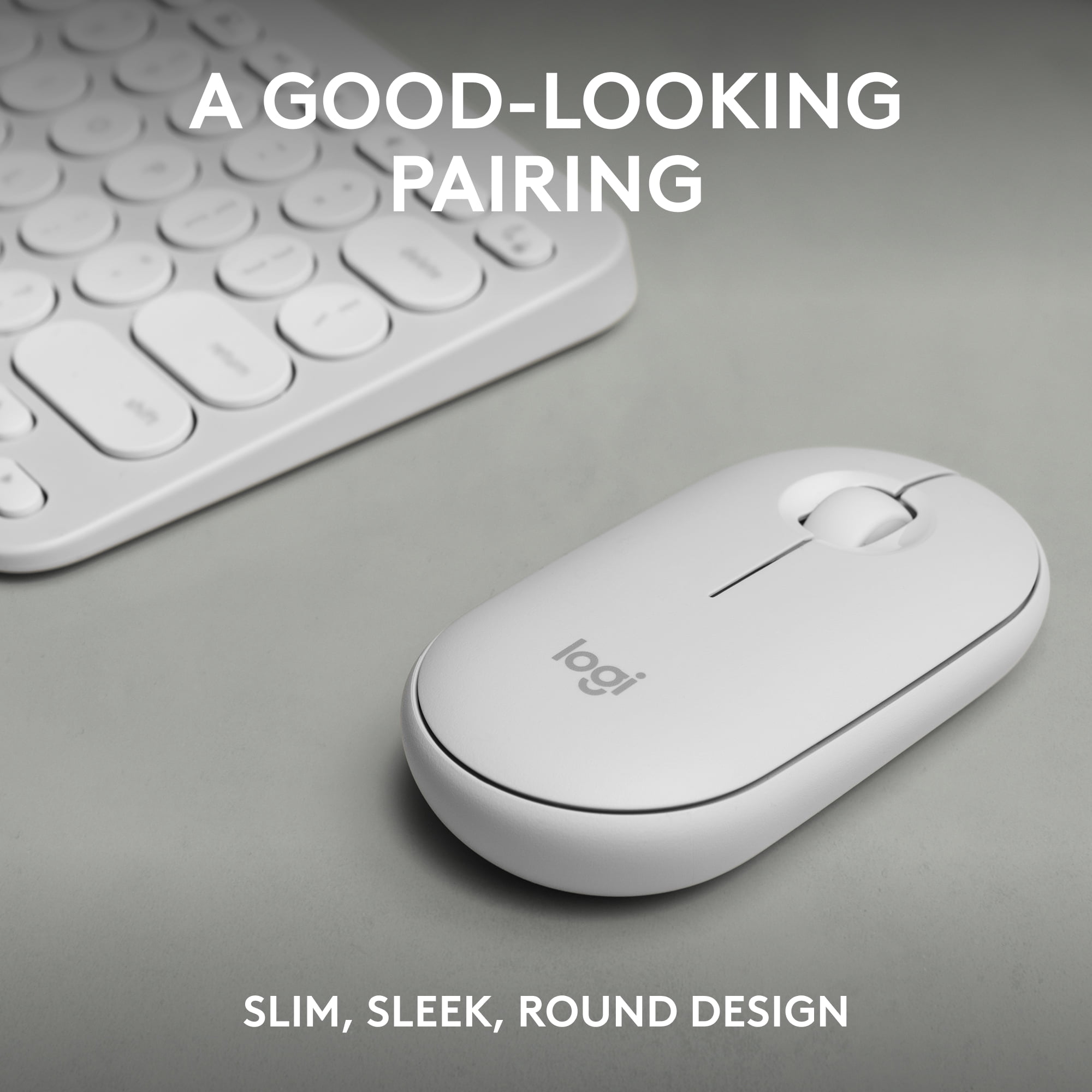 Logitech Pebble 2 Combo Wireless Quiet Keyboard and Mouse, Customisable, Logi Bolt, Bluetooth, Easy-Switch for Windows, macOS, iPadOS, Chrome - Tonal White