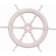 thumbnail image 1 of Hampton Nautical Classic Wooden Whitewashed Decorative Ship Steering Wheel 24" - Nautical Home Decoration, 1 of 2