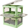 thumbnail image 1 of 32Qt Plastic Storage Bins with Lid, Collapsible Storage Bins with Wheels, Storage Boxes with 4 Doors, Stackable Storage Bins for Organizing Clothes, Snacks and Camping, 2-Pack (Green),Blue, 1 of 7