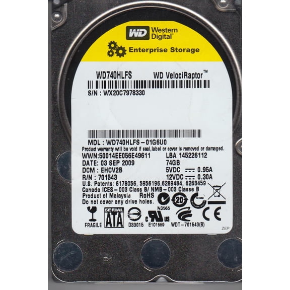 WD740HLFS-01G6U0, DCM EHCV2B, Western Digital 74GB SATA 2.5 Hard Drive