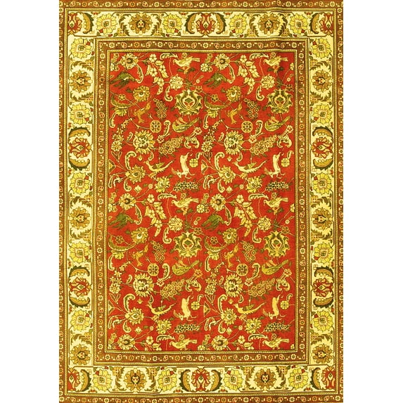 Ahgly Company Indoor Rectangle Persian Yellow Traditional Area Rugs, 6' x 9'