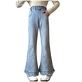 thumbnail image 2 of hengsof Kids Girls Slim Fit Wide Leg Jeans Casual Jeans Sweet Pearl Embellished Jeans Summer Elastic Waist Edge Wide Leg Jeans Fashionable Kids Jeans with Pockets Sizes 5-15 Years, 2 of 8
