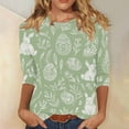 thumbnail image 1 of TaTaai Women Easter Print Crew Neck 3/4 Sleeve Pullover T-Shirt Casual Ladies Spring Daily Street Wear Lightweight Breathable Non-See-Through No Fading Soft Top Gift, 1 of 5