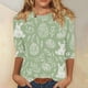 thumbnail image 1 of TaTaai Women Easter Print Crew Neck 3/4 Sleeve Pullover T-Shirt Casual Ladies Spring Daily Street Wear Lightweight Breathable Non-See-Through No Fading Soft Top Gift, 1 of 5