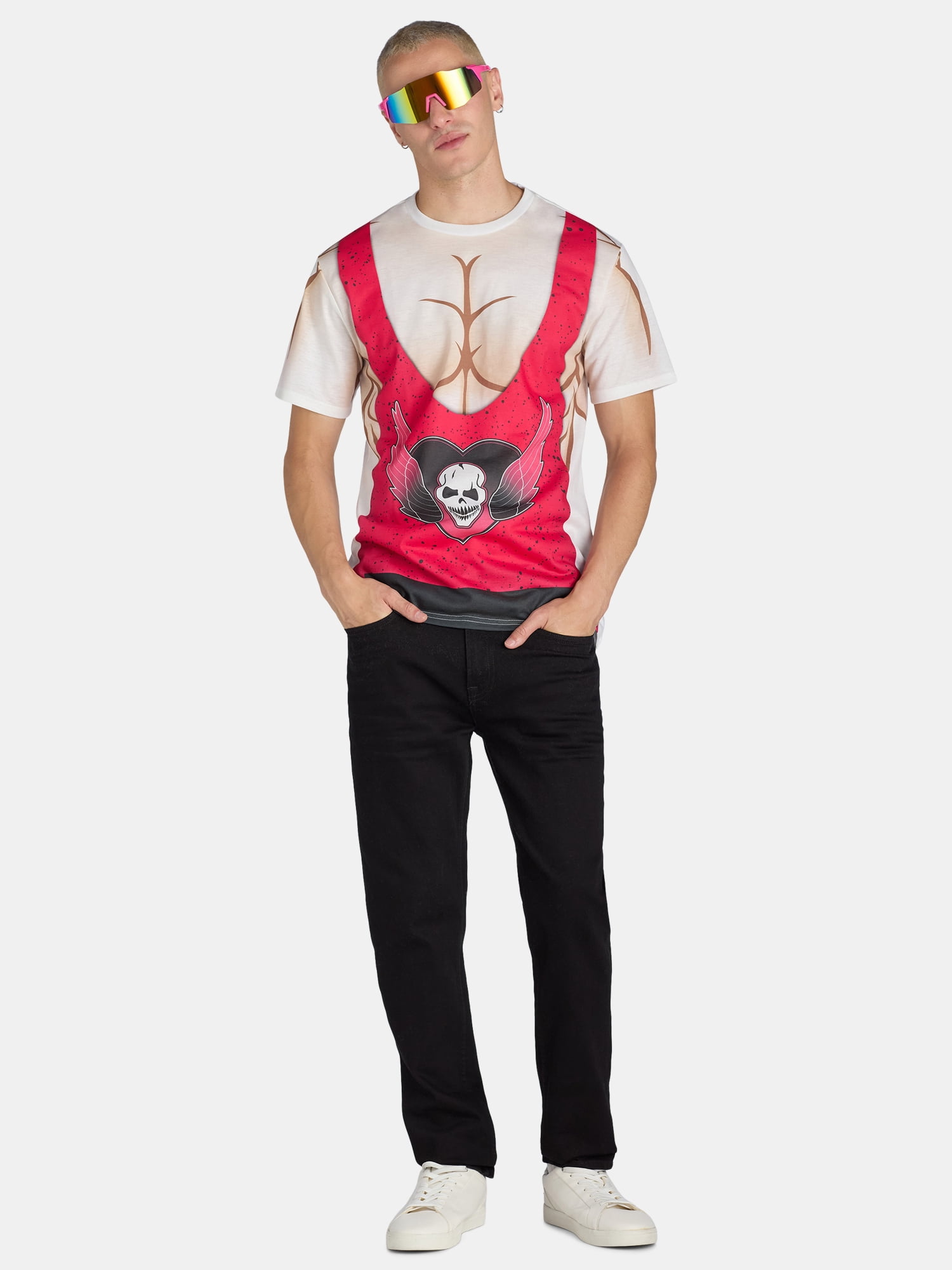 WWE Men's Buff Bret Hart Halloween Graphic Costume Tee with Short Sleeves, Sizes XS-3XL