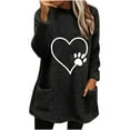 thumbnail image 3 of Aboser Womens Oversized Sherpa Pullover Fuzzy Fleece Heart Print Loungewear Casual Long Sleeve Sweatshirt Fall 2026 Cute Tops Warm Plush Long Shirts with Pockets, 3 of 5