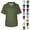 Army Green, variant on Men's V-Neck Print Scrub Tops Plus Size, Stretch Scrub Shirts for Men Healthcare Top Nurse Uniforms with 3 Pockets