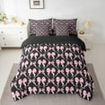 thumbnail image 2 of Manfei Pink Black Bow Bedding Comforter Set 7 Pieces,Lovely Bow Tie Full Bedding Set,Girl Bowtie Fitted Sheet Flat Sheet For Children,Breathable Home Decor Reversible, 2 of 8