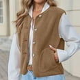 thumbnail image 5 of POROPL Womens Vests Outerwear Fleece Lightweight Cropped Coat Button Sleeveless Jackets with Pockets Brown, 5 of 8