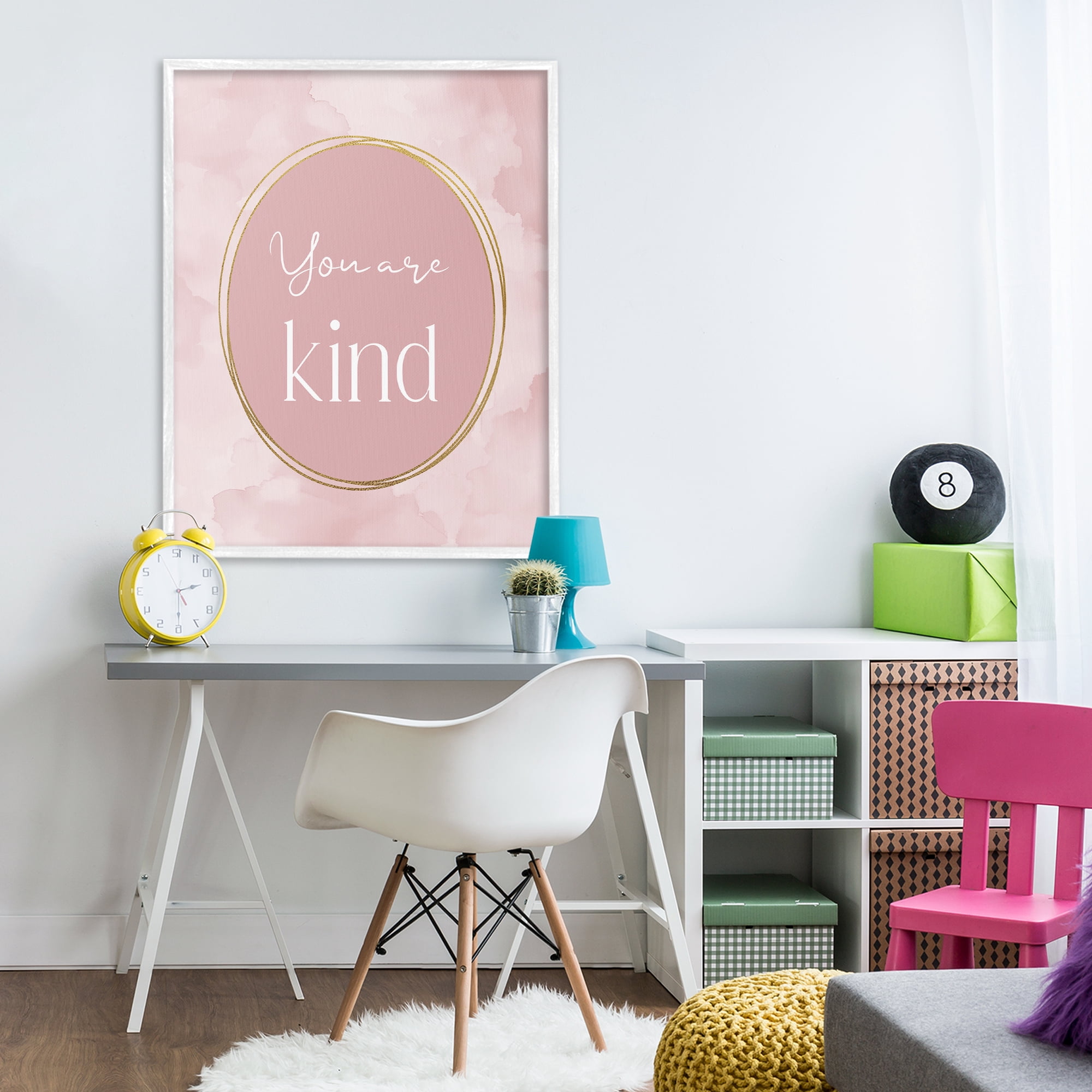 Stupell Industries Pink Golden Affirmation White Framed Giclee Art, design by Christine Simpson Art