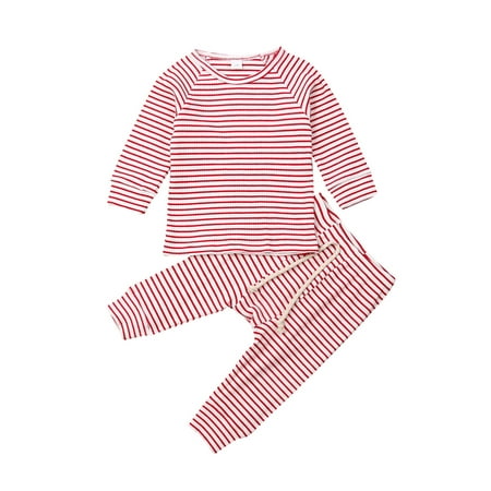 

Binpure Baby Autumn Clothes Set Long Sleeve Ribbed Knit Stripe Tops+Harem Pants