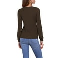 thumbnail image 3 of INSPIRE CHIC Long Sleeve Tops for Women's Fall Winter Pleated Round Neck Fitted Basic Tee Tops XL Dark Brown, 3 of 6