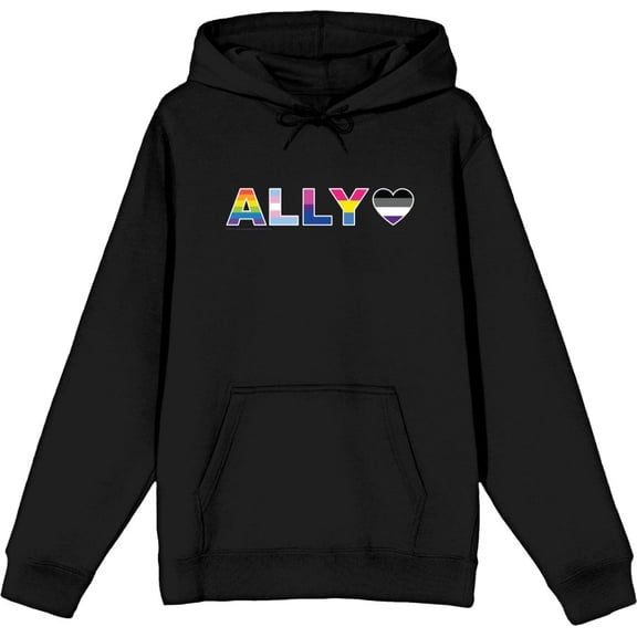 Pride Ally Pride Flag Colors Adult Black Long Sleeve Hoodie-Medium