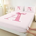 thumbnail image 3 of Manfei Letter A Monogrammed Twin Sheet Sets,Cute Cartoon Bowtie Twin Fitted Sheet,Pink Bow Tie Flat Sheet For Girls Kids,Microfiber Room Decorative,3 Pieces, 3 of 7