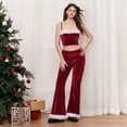 thumbnail image 1 of Disfraz de Navidad para mujer, disfraz de Papá Noel, disfraz de felpa con retazos, top de tubo sin tirantes, pantalones largos de cintura elástica, disfraz de fiesta, 1 of 5