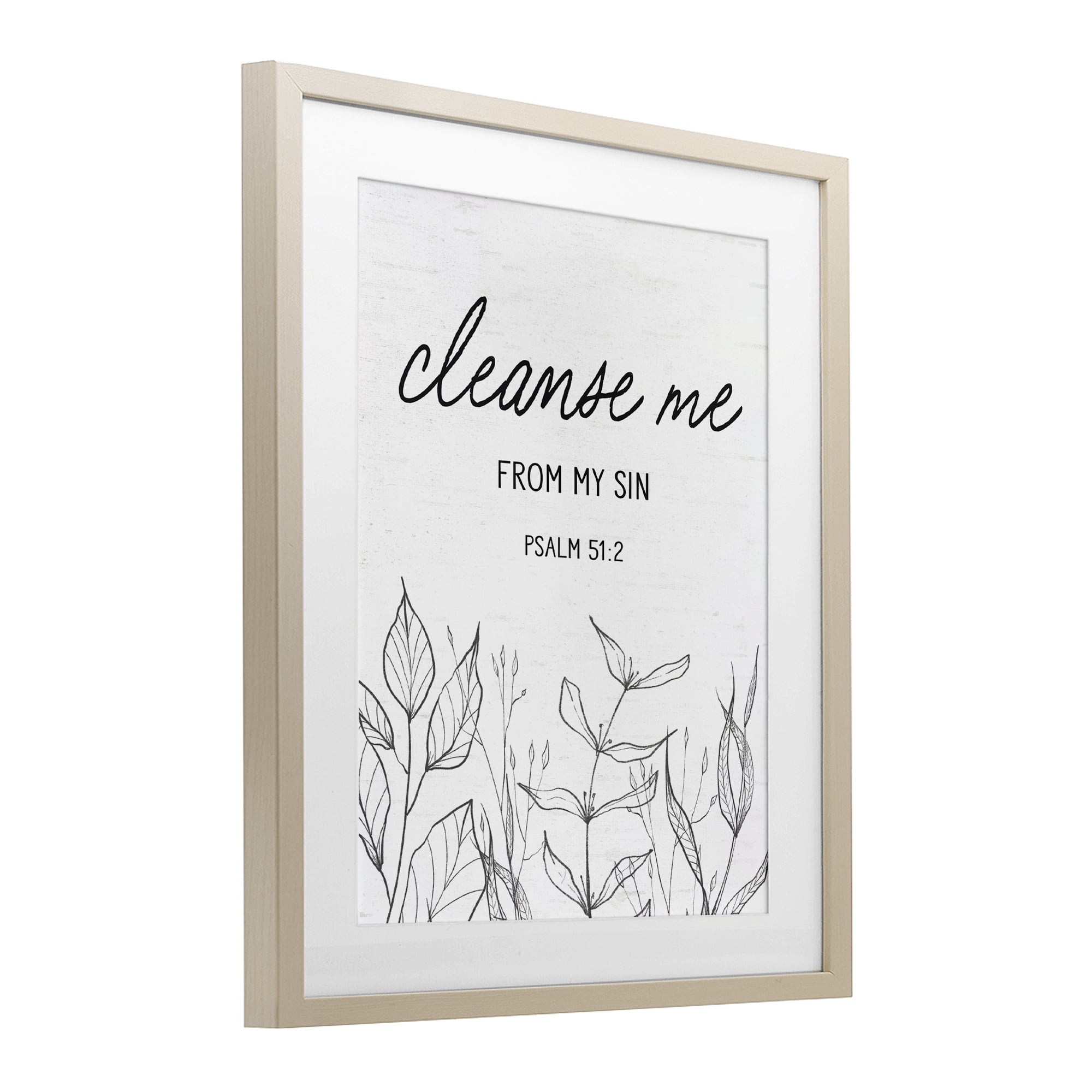 Cleanse Me From Sin Birch Framed Print Under Glass, design by Lettered and Lined