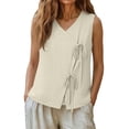 thumbnail image 5 of Outfmvch Vest Top for Women Button Down Vest Top Women Sleeveless Shirts for Women Cotton Summer Vest Women Vest Shirts for Women Sleeveless Vest for Women Summer Vest For Women Beige S, 5 of 7