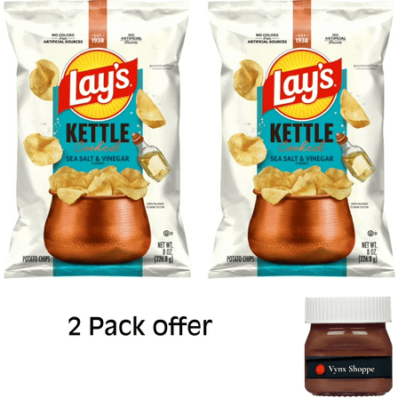 Lay’s Sea Salt & Vinegar Kettle Cooked Potato Chips Bag, 8 oz​