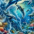 thumbnail image 5 of JRXY Blue Cheerful Dolphins and Tropical Fish Shower Curtain Multiple Sizes White, 5 of 7