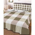 thumbnail image 2 of Quilts Twin Size, Brown White Buffalo Check Soft Comforter Bedding Set for Bed, Farmhouse Plaid Modern Geometric Lightweight Quilted Bedspread with Pillow Cover(2 Pieces) for All Season, 68x86 Inch, 2 of 6
