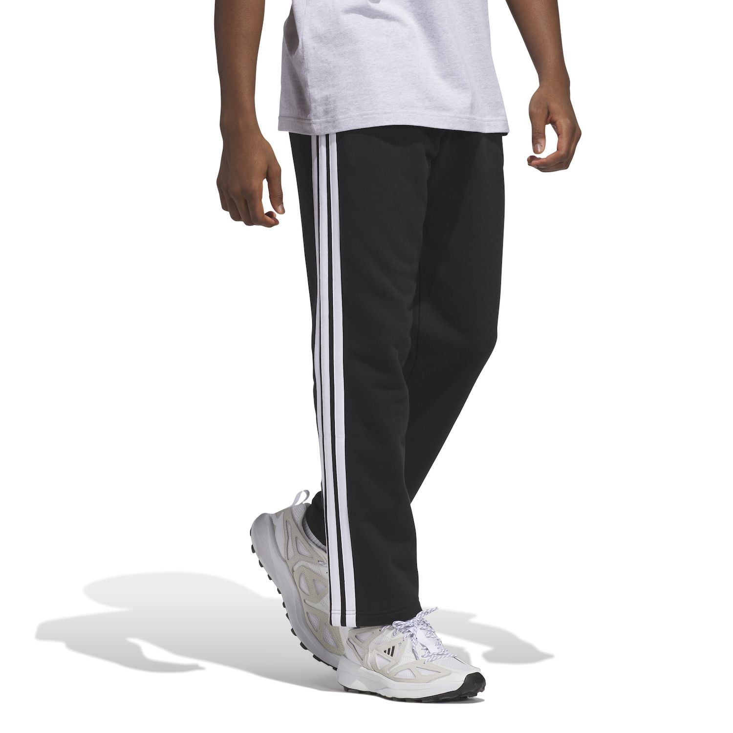 Men's adidas Essentials 3-Stripes Open Hem Fleece Pants Color: Legend Ink Size: XXL