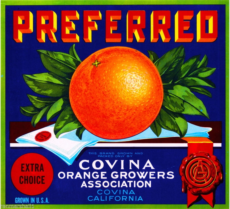 Owensmouth Canoga Park Twilight Orange Citrus Fruit Crate Label Art Print