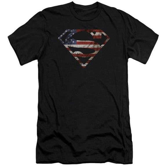 Superman Super Patriot Premium Adult Slim Fit 30/1 T-Shirt Black