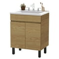 thumbnail image 3 of Dextrus 24.9" Bathroom Vanity with Top Sink, Modern Free Standing Bathroom Storage Cabinet with Soft Close Door, Brown, 3 of 10