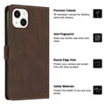 thumbnail image 5 of Wallet Case for iPhone 14, PU Leather Flip Case Card Slots Holder, Anti-falling Anti-fingerprint Classic Kickstand Book Folding Folio Cover with Wrist Strap for iPhone 14, Brown, 5 of 10