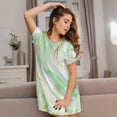 thumbnail image 3 of Gukieu Green And Gold Abstract Marble Print Women's Nightgown, A-line Round Neck Short-sleeved Nightgown Pajamas Home Wear Suitable for Home and Outing, 3 of 6