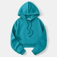 thumbnail image 2 of VISALY Hoodies Pullover Drawstring Sweatshirt Solid Color Pullover Comfortable Women Loose Long Sleeve Women's Wear Oversized Sweatshirt Womens Sweatshirts Womens Hoodies Pullover Light Blue S, 2 of 3