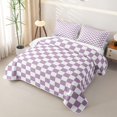 thumbnail image 3 of Erosebridal Fashion Check Grid Quilt Full for Girls, Lavender Purple Block Full Bedspread Sets, 3 Pieces, 3 of 7