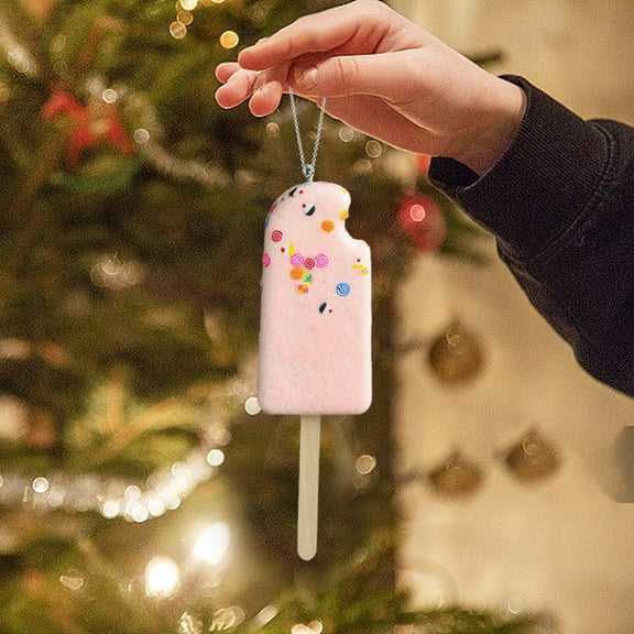 Coollooc Christmas Tree Ice Cream Hanging Ornament Kit, Pastel Color Dessert Candy Foam Pendant with Ropes for Xmas New Year Gift Holiday Festival Decorations Birthday Wedding Home Party Supplies