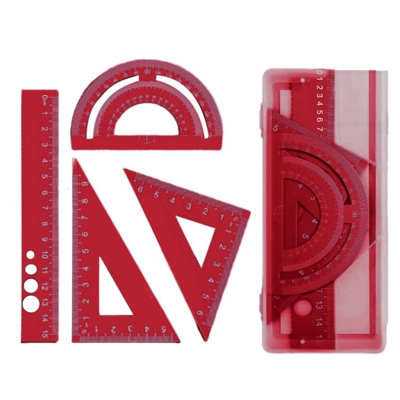 Giaone Lightweight Aluminum Geometry Tools Set 4Pcs Student Ruler Safety Rounded Edges
