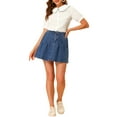 thumbnail image 2 of INSPIRE CHIC Women's Peter Pan Collar Ruffled Trim Gingham Button Down Blouse XS White, 2 of 8