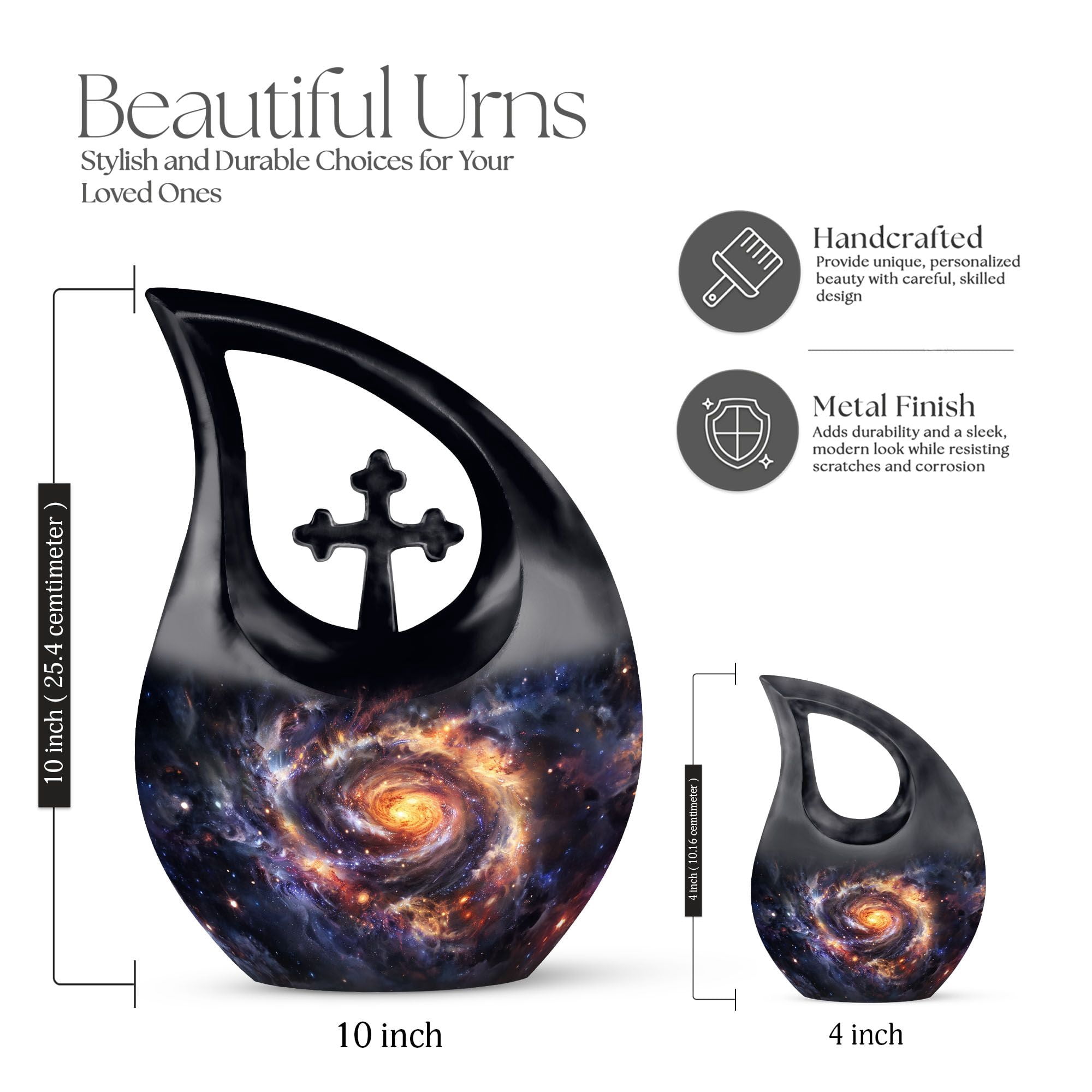 MUKTIVE Galaxy Memorial urns for Human Ashes Adult Female - Large Burial Decorative urn for Human Ashes Adult Man - Funeral Ashes 10 inch