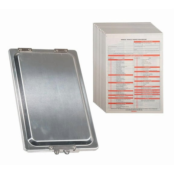 Vehicle Inspection Report Kit - 8.5" x 11.75" DOT Compliant Annual Vehicle Inspection Form (3-Ply, Carbonless, 10 Pack) and Manifest Document Box with Stainless Steel Hinge & Latch