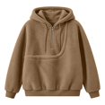 thumbnail image 3 of Fuzzy Full Zip Dog Pouch Hoodie for Women, Plush Pet Carrier Jacket, Warm Zip Up Sweatshirt for Dog Lovers Home Lounging Daily Wear, 3 of 6