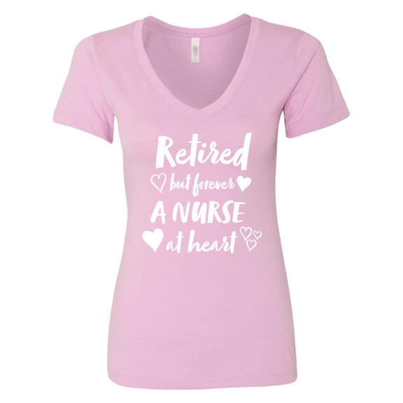 Inktastic Retired but Forever a Nurse at Heart Women's V-Neck T-Shirt