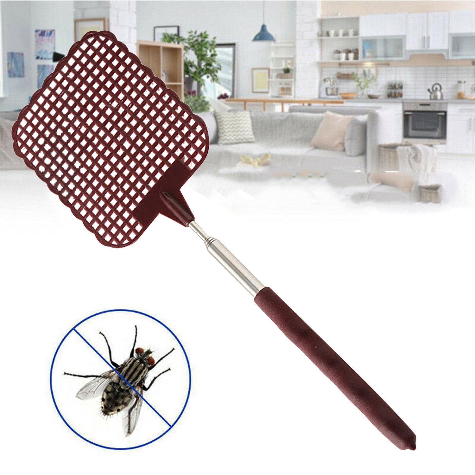 WREESH Mini Retractable Stainless Steel Fly Swatter Durable Retractable