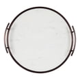thumbnail image 4 of Kate and Laurel Marbury Modern Round Marble Tray, 14 Inch Diameter, Bronze, Decorative White Marble Tray for Display and Storage, 4 of 8