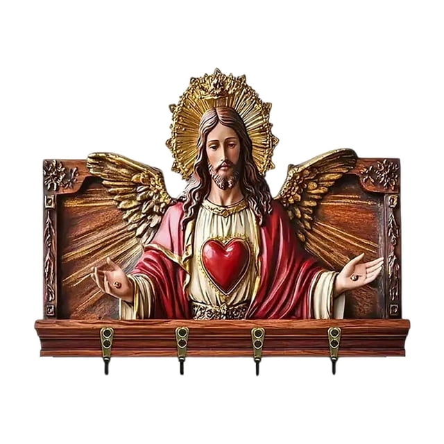 Wall Mounted Wooden Display Shelf With Sturdy Metal Bracket For