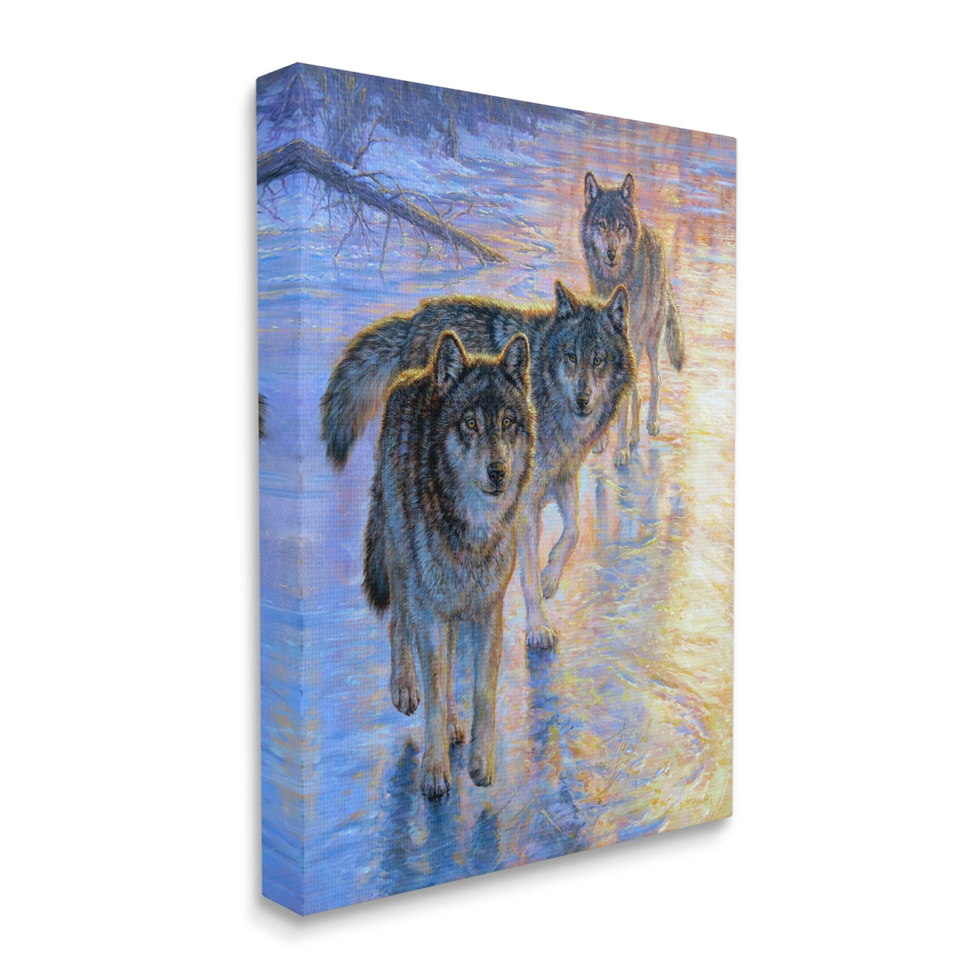 Stupell Industries Sunlit Wolf Trio Painting Animals & Insects Painting Gallery Wrapped Canvas Print Wall Art