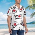 thumbnail image 6 of Cartoon Heart French Bulldog Valentine Men's 3d Print Casual Button Down Shirts, Novelty Hawaiian Short Sleeves L, 6 of 8